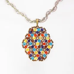 Pendant 45cm - Xochitl Oval-Khaki Braid - Pendant 45cm - Laiton bronze